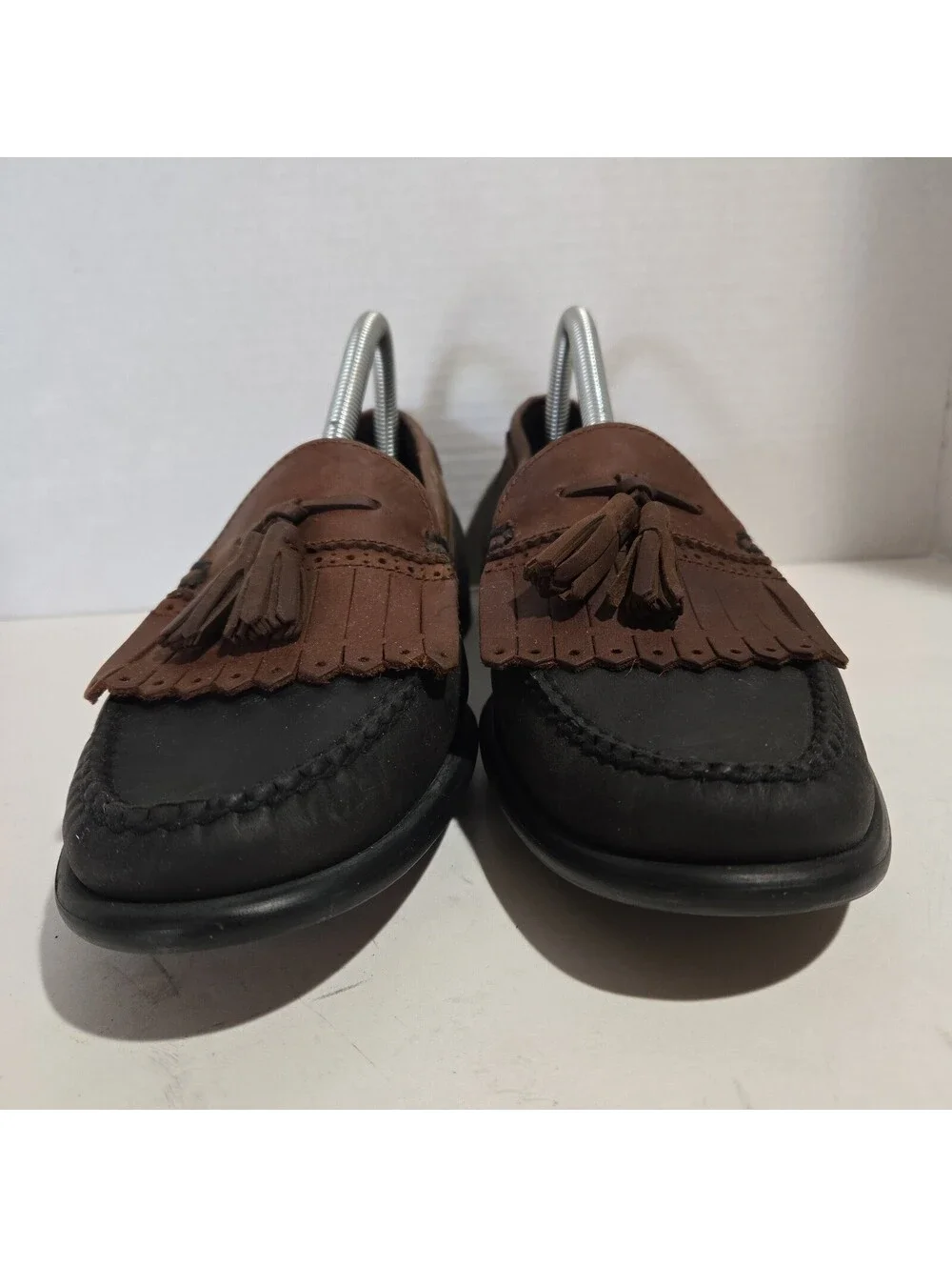 GH Bass Kiltie Leather Tassel Loafer Black & Brown Shoes Men's Size 10 M